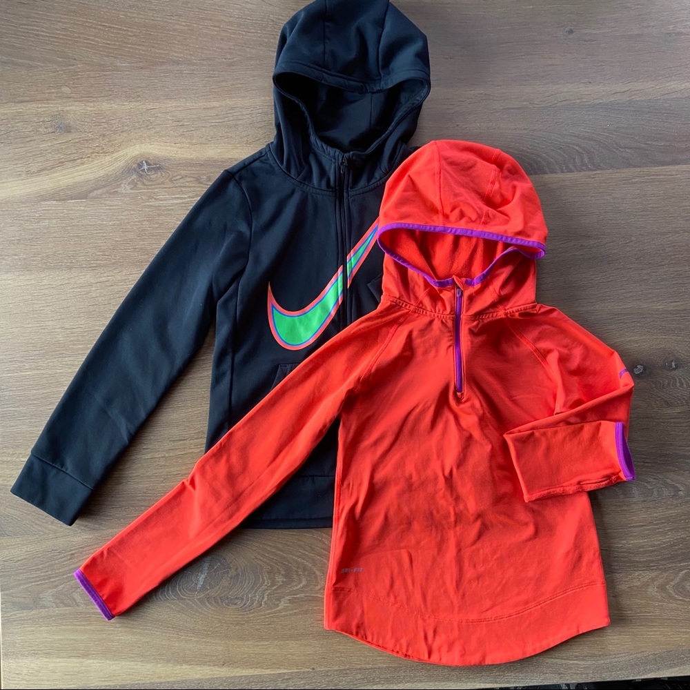 Girls Nike Dri-fit hoodies, youth size M, lot of 2